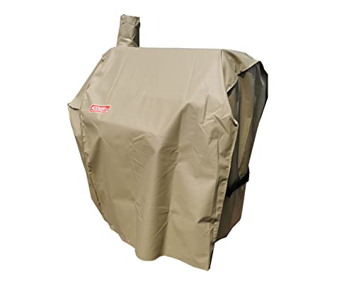 Image of Grill-Smoker-Cover Sized for Char Griller Grill Smoker 2823, 2123 600D Heavy Duty Canvas Water Proof All Weather Off-Set Charcoal Smoker Cover G21616 (Brown)