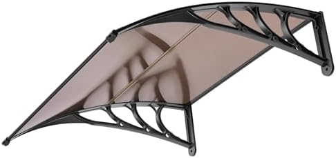 VIVOHOME Vordach für Haustür Fenster Markise 100×100cm Polycarbonat gespleißte Überdachung braun Pultbogenvordach mit schwarzer Halterung für Sonnenschutz und Regenschutz