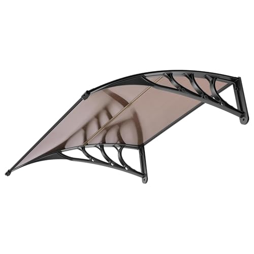 VIVOHOME Auvent de Porte et fenêtres 100x100cm Marquise de Porte Exterieur en Polycarbonate auvent en Arc pentu Protection Contre Pluie et UV pour Terrasse Balcon Patio