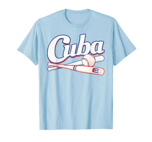 Cuba Shirt Baseball Cuban Flag T-Shirt, Men, Baby Blue, Large