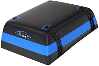 Vetoos 21 Cubic Feet Car Rooftop Cargo Carrier Bag, Soft Roof Top Luggage Bag for All Vechicles SUV with/Without Racks - Waterproof Zip, Anti-Tear 700D PVC, with Storage Bag & Anti-Slip Mat