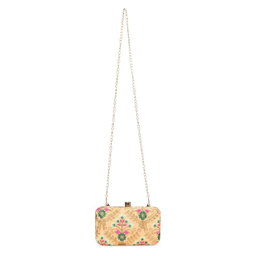 Image of LONGING TO BUY Hand Crafted Designer Box Clutch - Zari Embroidery For Women