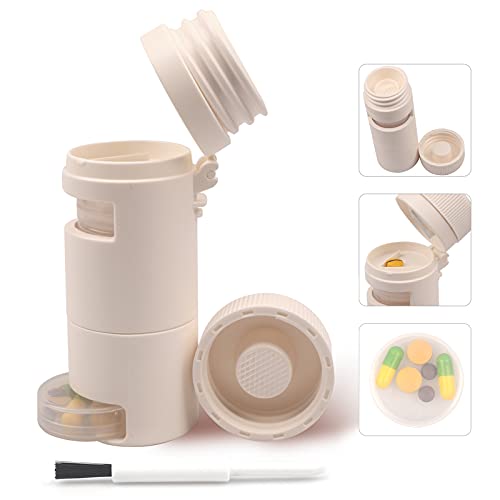 Pill Box Weekly Pill Dispensers Medicine Organiser - Pill Crusher,Pill Grinder,Pill Case 3 in 1 Travel Portable Storage Medicine Boxes for Your Daily Medications (White)