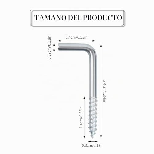 Miniatura 3 de Hongmo 100 Tornillos De Gancho En Forma De L, En Ángulo Recto, Gancho De Rosca, Ranura Recta, Tornillo De Gancho En L, Galvanizado