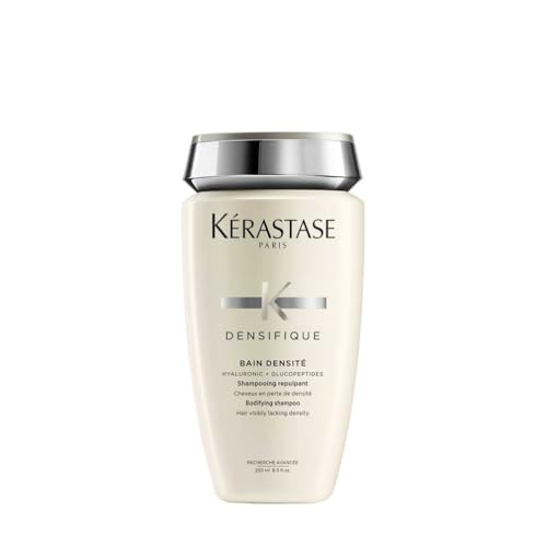 Kérastase Densifique Femme, Champú Densificante, Aumenta el Volumen, Enriquecido con Ácido Hialurónico y Glucopéptidos, Para Pelo Fino y Debilitado, Bain Densité, 250 ml