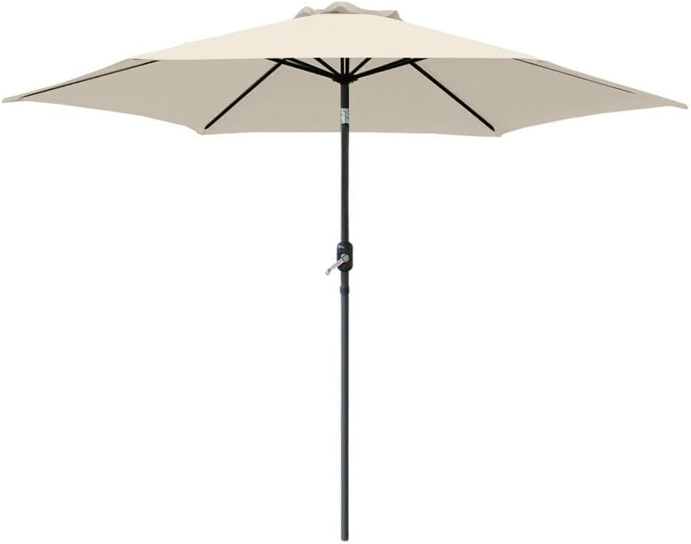 Patio Umbrella Beach Parasol Round Garden Parasol Umbrella Patio Sun Shade Aluminium Crank Tilt 2.5M Cream Patio Umbrella Patio Umbrella