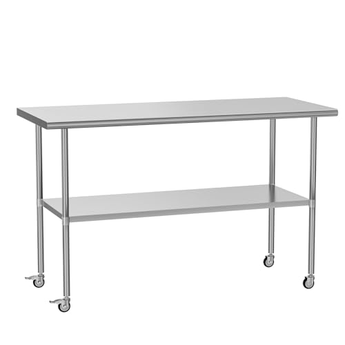 HOCCOT Stainless Steel Table With Wheels