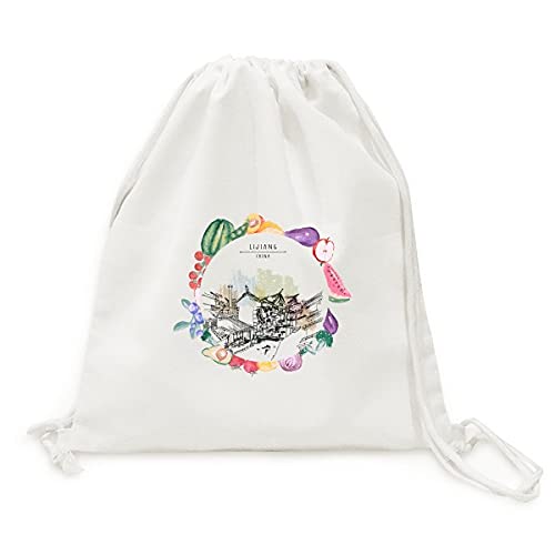Sac en tissu pliable Lijiang pour fruits et légumes à sangle coulissante