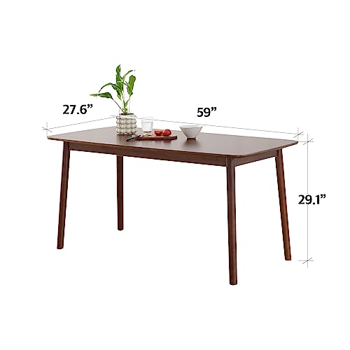 Image of Livinia Aslan 59 inch Malaysian Oak Rectangular Wooden Dining Table /Large Solid Wood Kitchen Desk (Walnut)