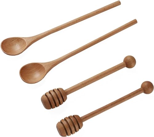 Palitos de miel y cucharas para remover café, cuchara de miel de madera, agitador para tarro de miel, dispensar miel
