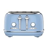 Homeart Alyssa 4-Slice Retro Toaster - Stainless Steel With Removable Crumb Tray, Adjustable Browning Control With Multiple Settings to Cancel, Defrost and Bagel - 1500W, Powder Blue