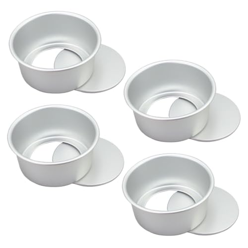 BESPORTBLE Juego de 4 Moldes Redondos de 4 Pulgadas para Pasteles de Aleación de Aluminio Anodizado Moldes para Hornear Mousse Base Desmontable Aptos para Repostería Casera y Profesional