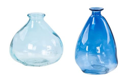 2er Set Mini Vase Blau Transparent Glas Dekovase Blumenvase Tischdeko Glasvase Blumendeko 2er Set Mini Vase Blau Transparent Glas Dekovase Blumenvase Tischdeko Glasvase Blumendeko