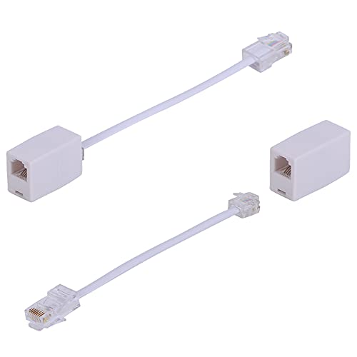 RJ11 RJ45 Adapter,Vcall RJ11 Female to RJ45 Male Converter,RJ45 to RJ11 Coupler,Phone Cord Line RJ11 6P4C to Ethernet RJ45 8P8C Adapter Converter Cable (2Pack,White)