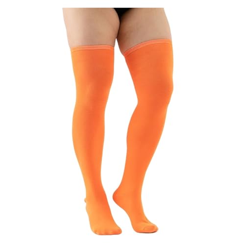 YShiuoL Knee High Socks Thigh High Socks Women Plus Size Stockings Oversized Knee High Sock Big Long Socks(Orange)