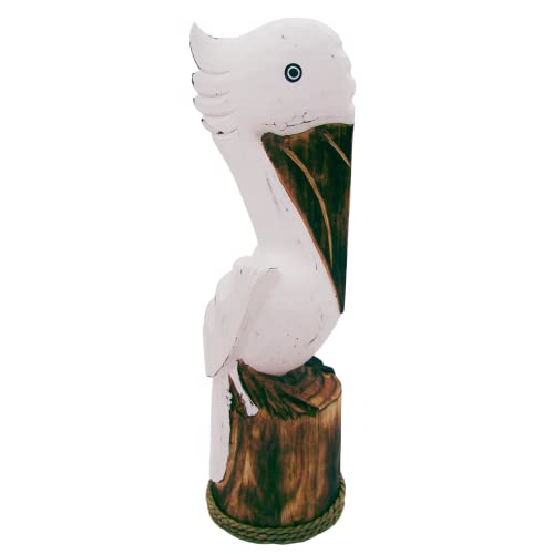 Figura decorativa Pelícano sentado madera 20 pulgadas miniatura 5