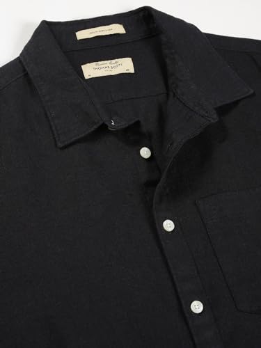 Image of Thomas Scott Men's | Solid | Premium Linen Blend | Spread Collar | Summer Wear | Long Sleeve | Shirts for Men