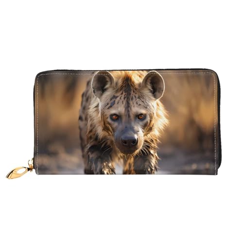 TYUMHLone Hyena Leather long clutch wallet with 12 card slots and 3 full pockets for cash, designed for fashionable women.
