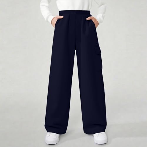 Children's Sweatpants Elastic Waist Solid Sports Pants Straight Leg Pants Pockets Casual Outerwear Sweatpants3