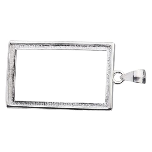 Veemoon Montaje Vacío Colgante Cuadrado De Plata Fina Con Bisel Abierto Para Creación De Joyas Marco Hueco Con Anilla Para Bisutería