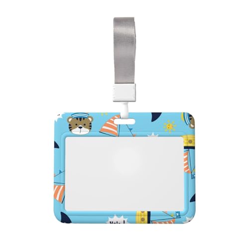 パスケース 横型 ネームホルダー Idカードケース かわいい 動物柄 胸ポid Puレザー バッジホルダー Idカードホルダー キーリング付き 名札 ストラップ付き 10*8cm