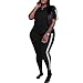 PINSV Women's Plus Size 2 Piece Outfits Tracksuits Short Sleeve Top Pants Sets Sweatsuits Black Stripe 3XL