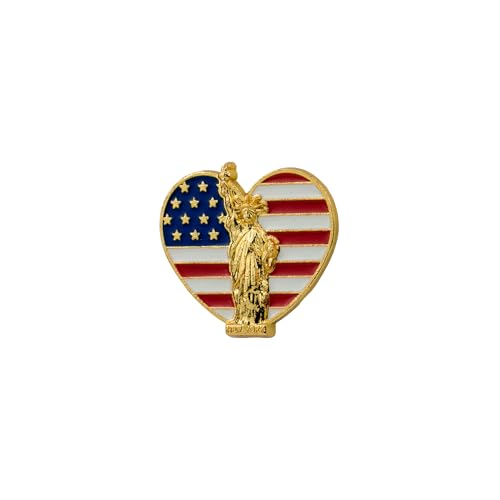 USA Flag Heart Enamel Pin, Statue of Liberty Pin Badge, Patriotic American Pride Brooches, Gift For American Traveler Veteran Patriots Freedom Lover, 4th Of July Independence Day Lapel Badges, United