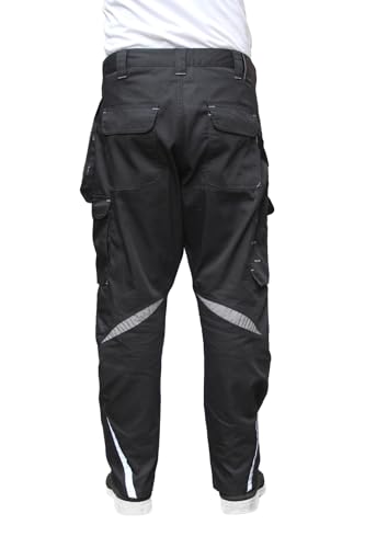 FNT Workwear 211 Heavy Duty Men's Multi Pockets Easy Care Safety Cargo Work Trousers Work Pants with Button & Zip Fly (UK, Waist & Inseam, 32, 33, 1, Black) - Image 6