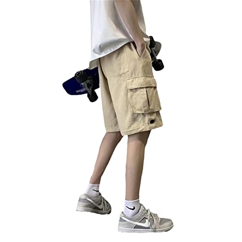 Short cargo kaki homme L AXEBHPED ample avec poches pour l'été