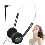 Gammaeon Retro-Kopfhörer Over-Ear im 80er Design – Leichtgewicht Stereo-Kopfhörer mit Kabel für Smartphones, Inklusive Ohrpolster aus Memory-Schaum und 3,5mm Klinkenstecker (Schwarz)