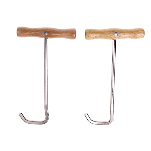 image for AMLESO Boots Pulls, Stainless Steel Puller Hook with Wooden Handle for