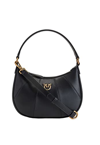 Pinko , Love Mini Half Moon Simply FL Donna, Z99q_nero-antique Gold, Taglia unica