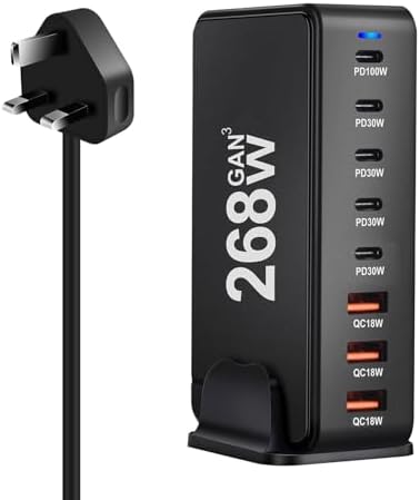 400W USB-C Charging Station for Multiple Devices, 10-Port Charger Dock