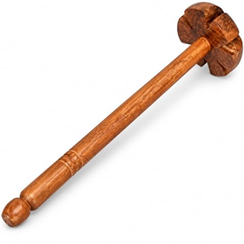 IBLAY Wooden Butter Churner, Traditional Indian Lassi Ghotni with Long Handle, Hand Churning & Mixing Tool for Buttermilk, Lassi and Homemade Butter