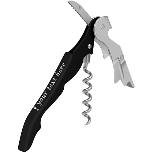 5-20pcs Custom Wine Bottle Opener, Stainless Steel Wine Key with Foil Cutter, Double Hinged, Corkscrew and Personalized Logo &Text, Gifts for Waiter, Servers, Sommelier, Bartenders