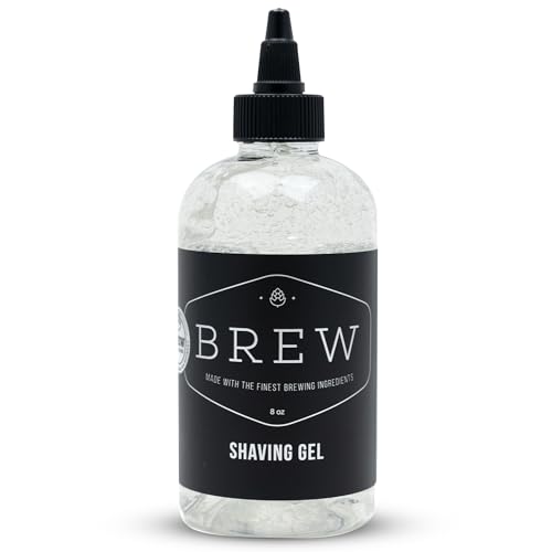 Beard Shave Gel by BREW Grooming - Clear Gel for Perfect Edging & Smooth Shaving - Made With Hops, Barley, Yeast Oil - Reduces Razor Irritation, Cuts & Nicks - Moisturizes, Cleans, Softens - 8 fl oz