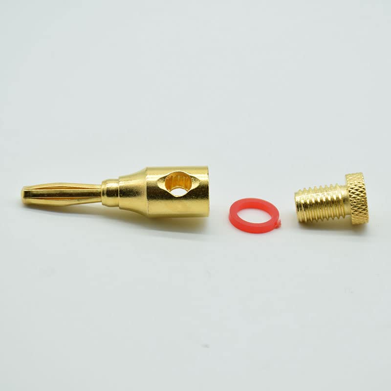 2 connettori per cavo altoparlante musicale a banana placcati in oro da 4 mm, 1 coppia, terminale a saldatura per amplificatore di altoparlante.