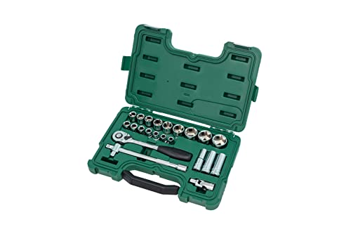 SATA ST09005SJ Conjunto de soquete métrico de 6 pontos com catraca de liberação rápida e adaptador d