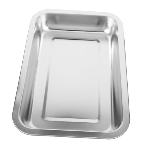 YARNOW 箱 ステンレス製猫トイレ 小型ペット用トイレトレイ 屋内 ゴミ ープンタイプの猫トイレ 大容量猫トイレ ウサギのトイレ砂トレイ浅い ステンレス鋼 Silver