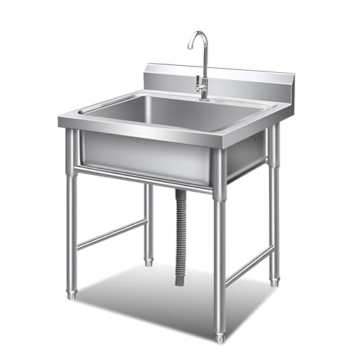 Fregaderos Inoxidable De Un Solo Cuenco, Fregadero Cocinapara El Hogar, Cuarto De Lavado, Garaje, Bar, Interior Y Exterior, Juego De Fregadero De Cocina Independiente(60 * 80cm/23.62 * 31.49in)