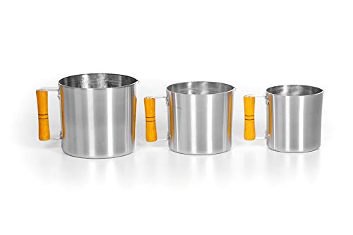 Jogo 3 Canecas Alumínio Conjunto Canecão Leiteira Café Leite