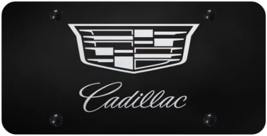 Au-Tomotive Gold Inc. Compatible with Cadillac New Latest Logo Laser Etched Black License Plate Official Licensed