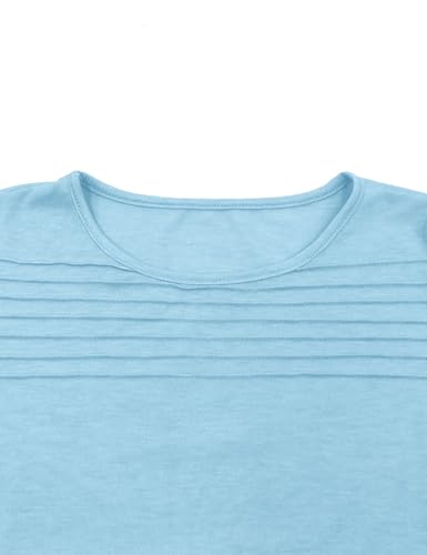 Sunborui Girls Summer 3/4 Length Sleeve Tops Casual Cute Shirts Ruffle Bell Sleeve Front Pleated Blouses3