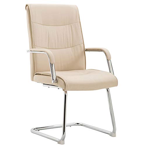 EQT-TEC - Silla de oficina (piel sintética, acolchada), color beige