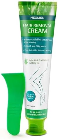 Hair Removal Cream for Men & Women: Painless Depilatory for Sensitive Skin & Intimate Areas, Moisturizing with Aloe Vera & Vitamin E, Safe for Face, Underarms, Bikini, Arms (2.37 Fl Oz (Pack of 1))