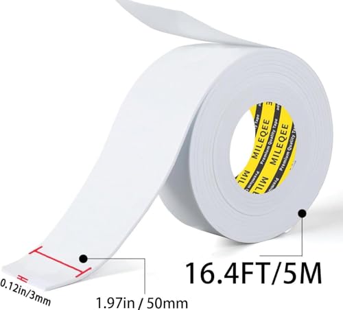 Image of Single-Sided Foam Tape EVA White,2Pack x 2in x 16.4FT | Multipurpose Sponge Sealing Strip Window Door Insulation Table Edge Protector Wall Bumper Guards