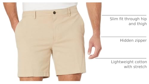 Image of Amazon Essentials Men's Slim-Fit 7 inch Lightweight Comfort Stretch Oxford Shorts with Tapered Leg