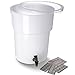 Carlisle FoodService Products Round Beverage Dispenser Drink Dispenser with Spigot for Catering, Plastic, 5 Gallons, White