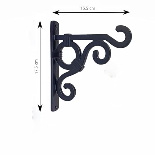 Image of Metal Wall Hook Hanging Plant Bracket | Decorative Straight Plant Hanger for Pots, Bird Feeders, Planters, Lanterns, Cotton, Wind Chimes Indoor Outdoor, (Black, Pack of 1)