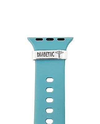 Diabetic Medical Alert ID Watch Charm, Hand Stamped Tag for Smartwatch, Made of Lightweight Aluminum, Band Not Included